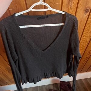 Chic Grey V-Neck Sweater